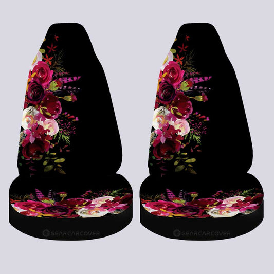 Watercolor Flowers Car Seat Covers Custom Personalized Name Car Accessories - Gearcarcover - 2