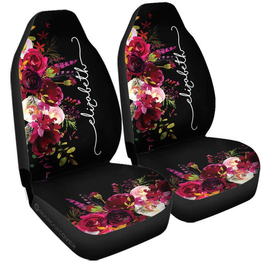 Watercolor Flowers Car Seat Covers Custom Personalized Name Car Accessories - Gearcarcover - 1