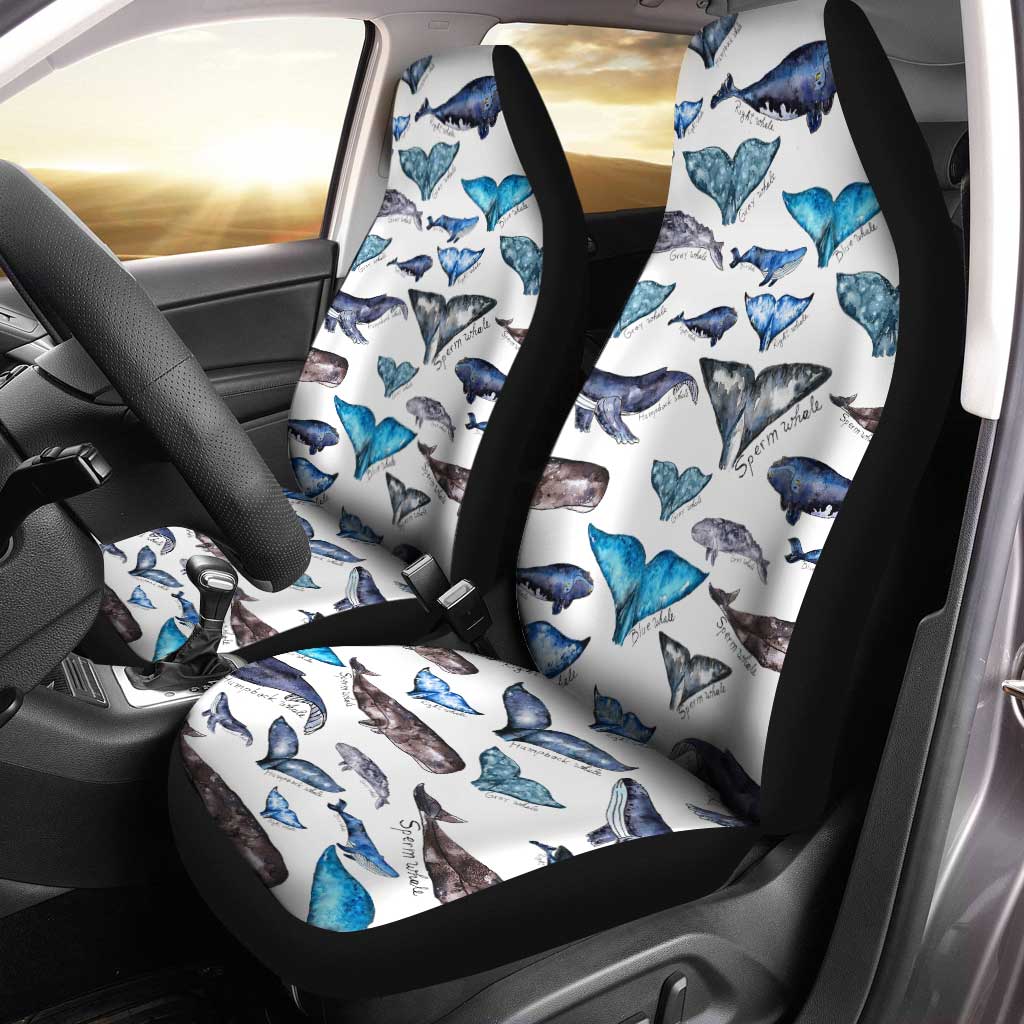 Watercolor Whale Tails Car Seat Covers - Gearcarcover - 1