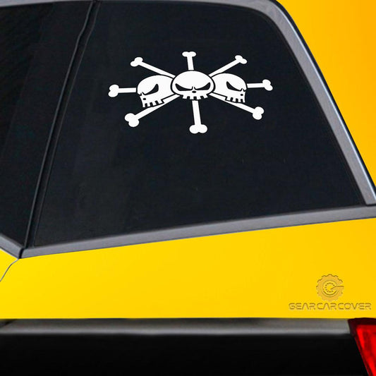 White Blackbeard Flag Car Sticker Custom One Piece Anime Car Accessories - Gearcarcover - 2