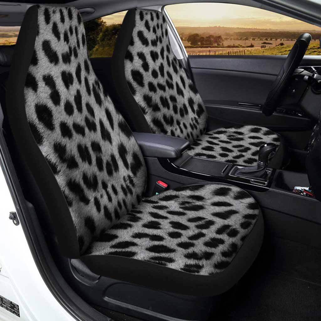 White Leopard Print Car Seat Covers Custom Animal Skin Pattern Print Car Accessories - Gearcarcover - 2