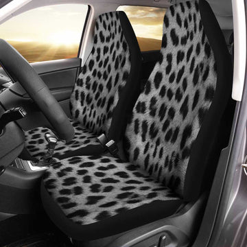 White Leopard Print Car Seat Covers Custom Animal Skin Pattern Print Car Accessories - Gearcarcover - 1