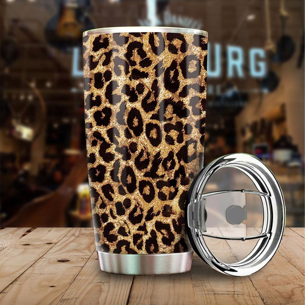 Wild Cheetah Skin Print Tumbler Cup Custom Brown Stainless Steel - Gearcarcover - 1
