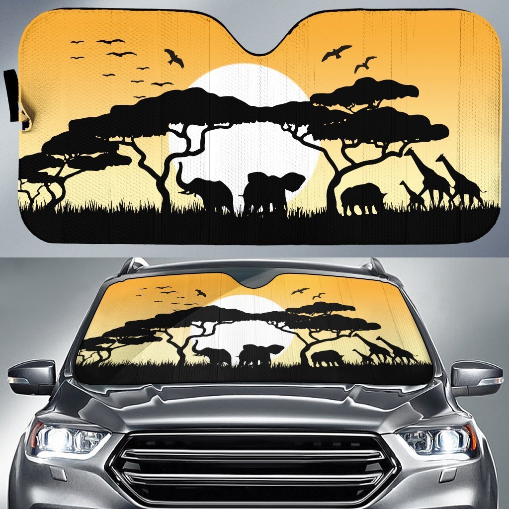 Wild nature in Africa Yellow Custom Car Sunshade - Gearcarcover - 1