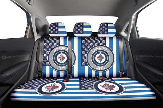 Winnipeg Jets Car Back Seat Cover Custom US Flag Style - Gearcarcover - 2