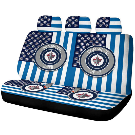 Winnipeg Jets Car Back Seat Cover Custom US Flag Style - Gearcarcover - 1