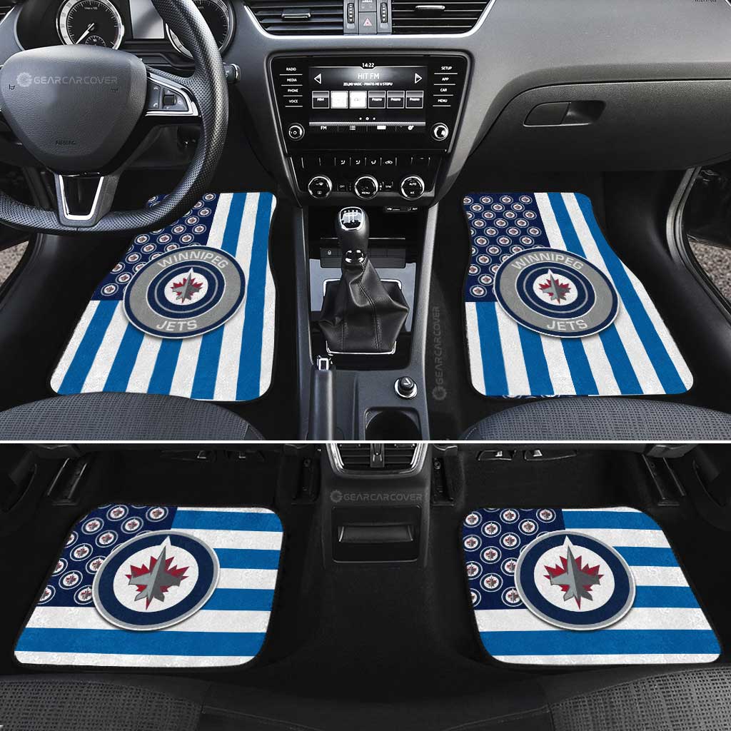 Winnipeg Jets Car Floor Mats Custom US Flag Style - Gearcarcover - 2