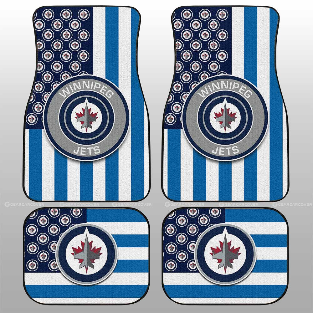 Winnipeg Jets Car Floor Mats Custom US Flag Style - Gearcarcover - 1