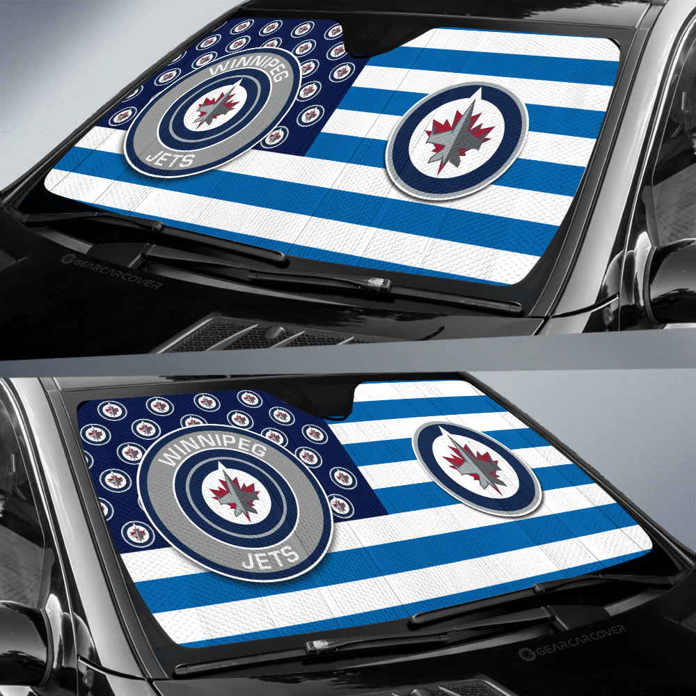 Winnipeg Jets Car Sunshade Custom US Flag Style - Gearcarcover - 2