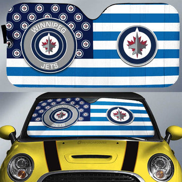 Winnipeg Jets Car Sunshade Custom US Flag Style - Gearcarcover - 1