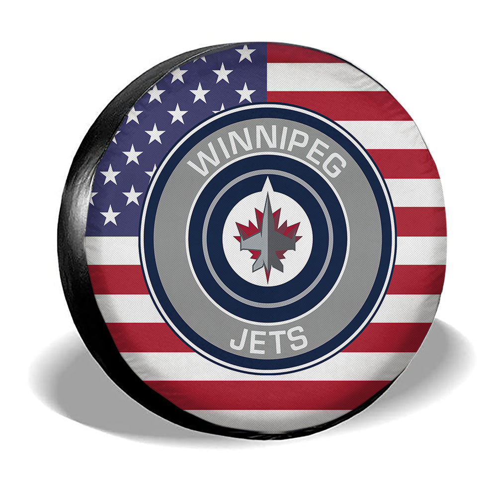 Winnipeg Jets Spare Tire Covers Custom US Flag Style - Gearcarcover - 3