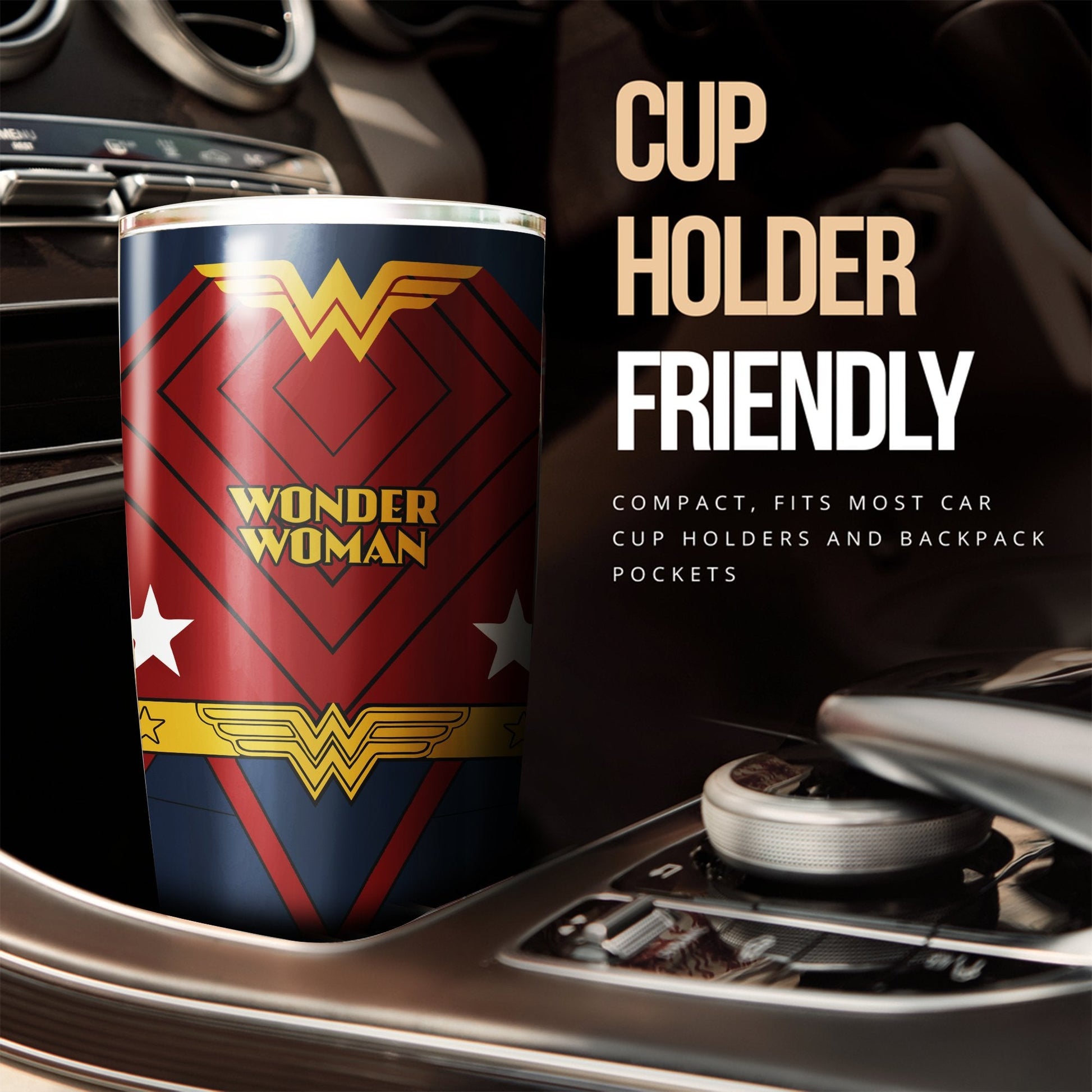 Wonder Woman Uniform Tumbler Cup Custom Car Interior Accessories - Gearcarcover - 2