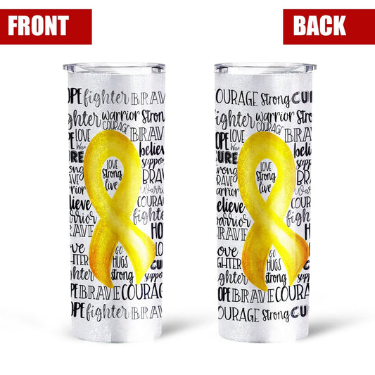 Yellow Breast Cancer Awareness Tall Glitter Tumbler - Gearcarcover - 2