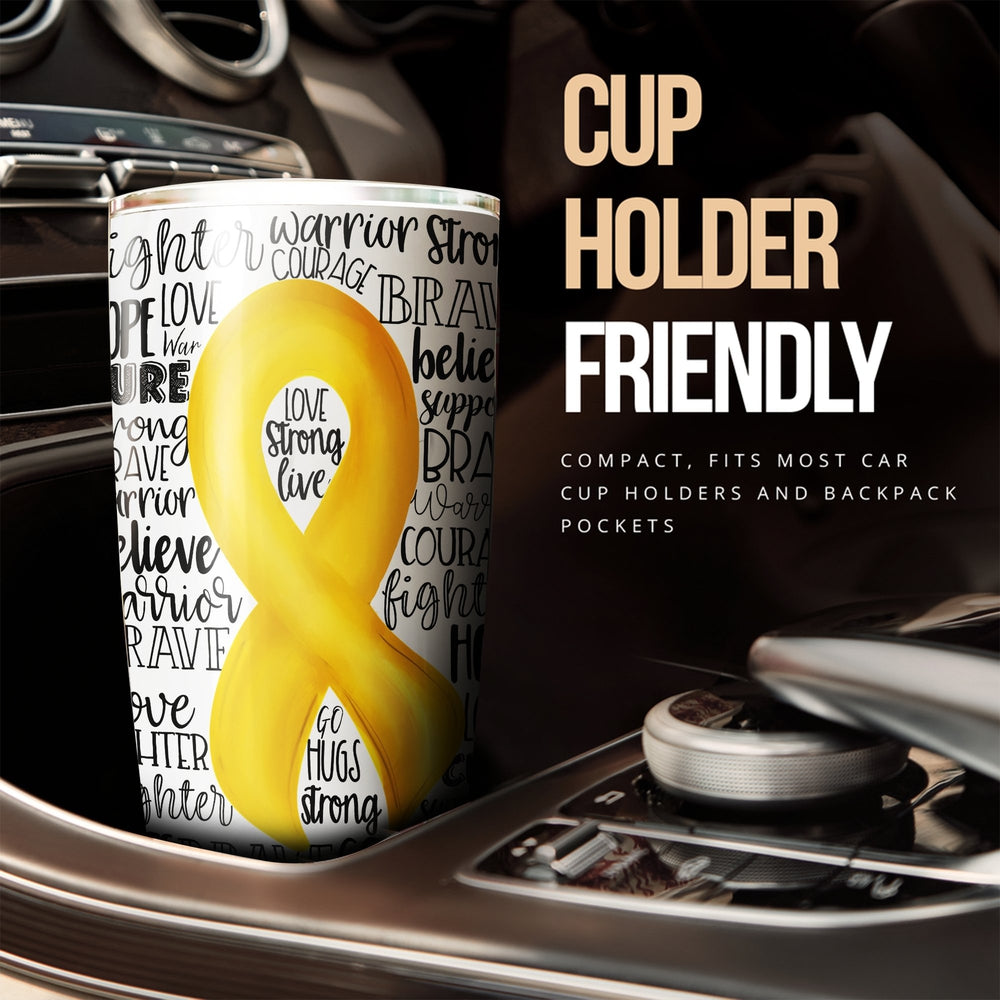 Yellow Breast Cancer Awareness Tumbler Stainless Steel - Gearcarcover - 3
