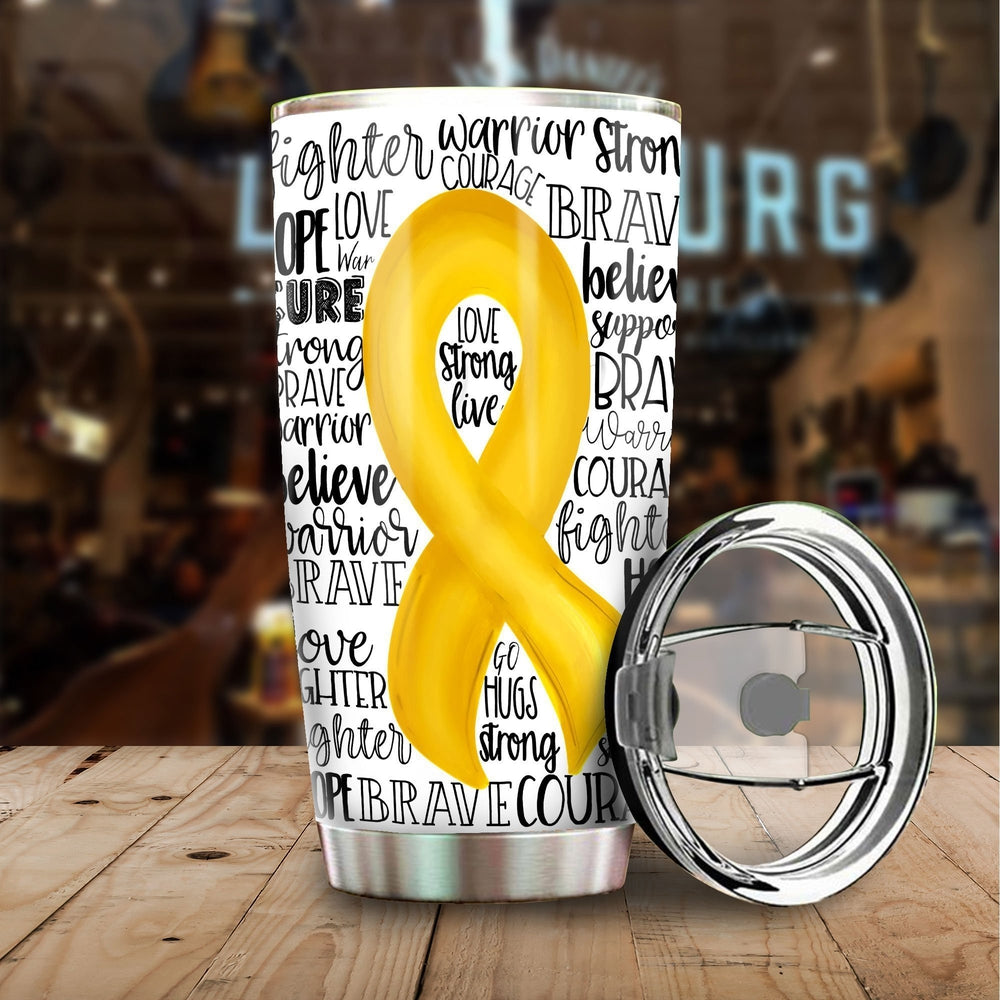 Yellow Breast Cancer Awareness Tumbler Stainless Steel - Gearcarcover - 1
