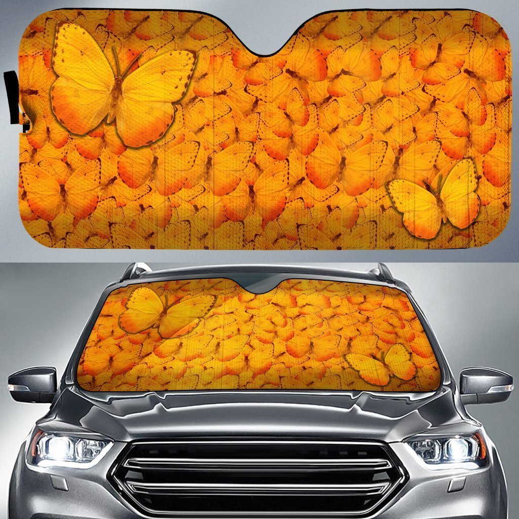 Yellow Butterfly Car Sunshade Custom Beautiful Car Accessories - Gearcarcover - 1