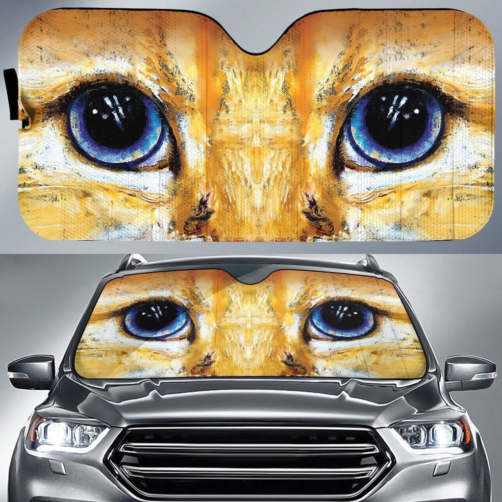 Yellow Cat Eyes Car Sunshade Custom Cat Car Accessories - Gearcarcover - 1