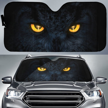 Yellow Eyes Of Owl Car Sunshade Custom Owl Car Accessories - Gearcarcover - 1