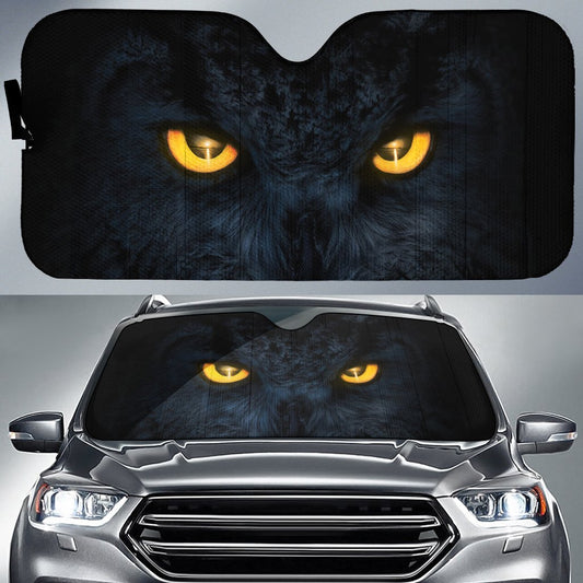 Yellow Eyes Of Owl Car Sunshade Custom Owl Car Accessories - Gearcarcover - 1