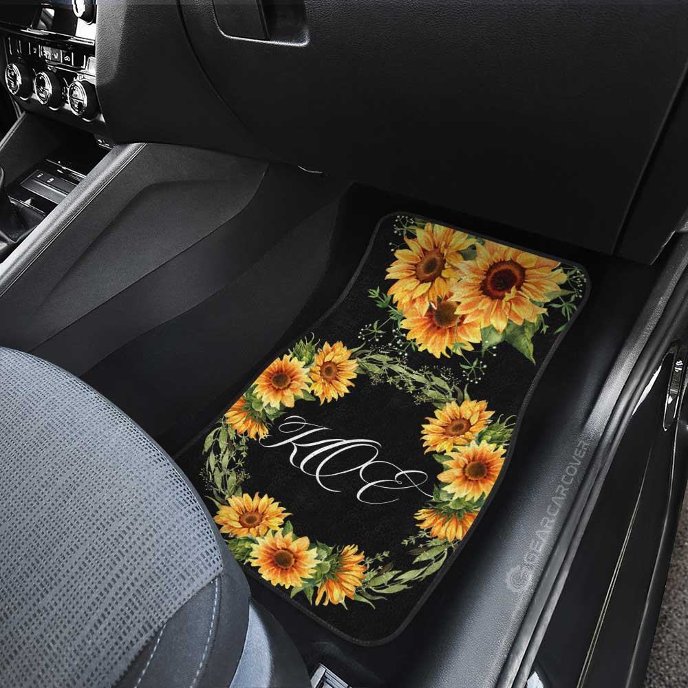 Yellow Flowers Car Floor Mats Custom Personalized Name Car Accessories - Gearcarcover - 4