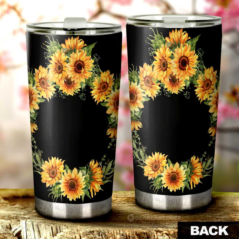 Yellow Flowers Tumbler Cup Custom Personalized Name Car Interior Accessories - Gearcarcover - 2