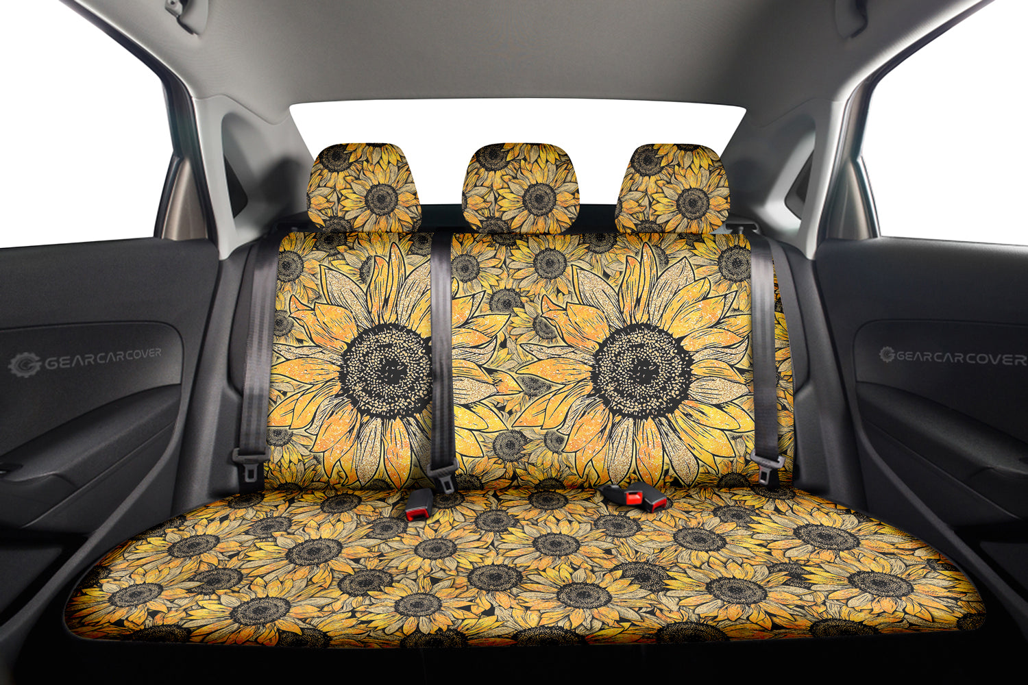 Yellow Sunflower Car Back Seat Cover Custom Car Accessories - Gearcarcover - 2