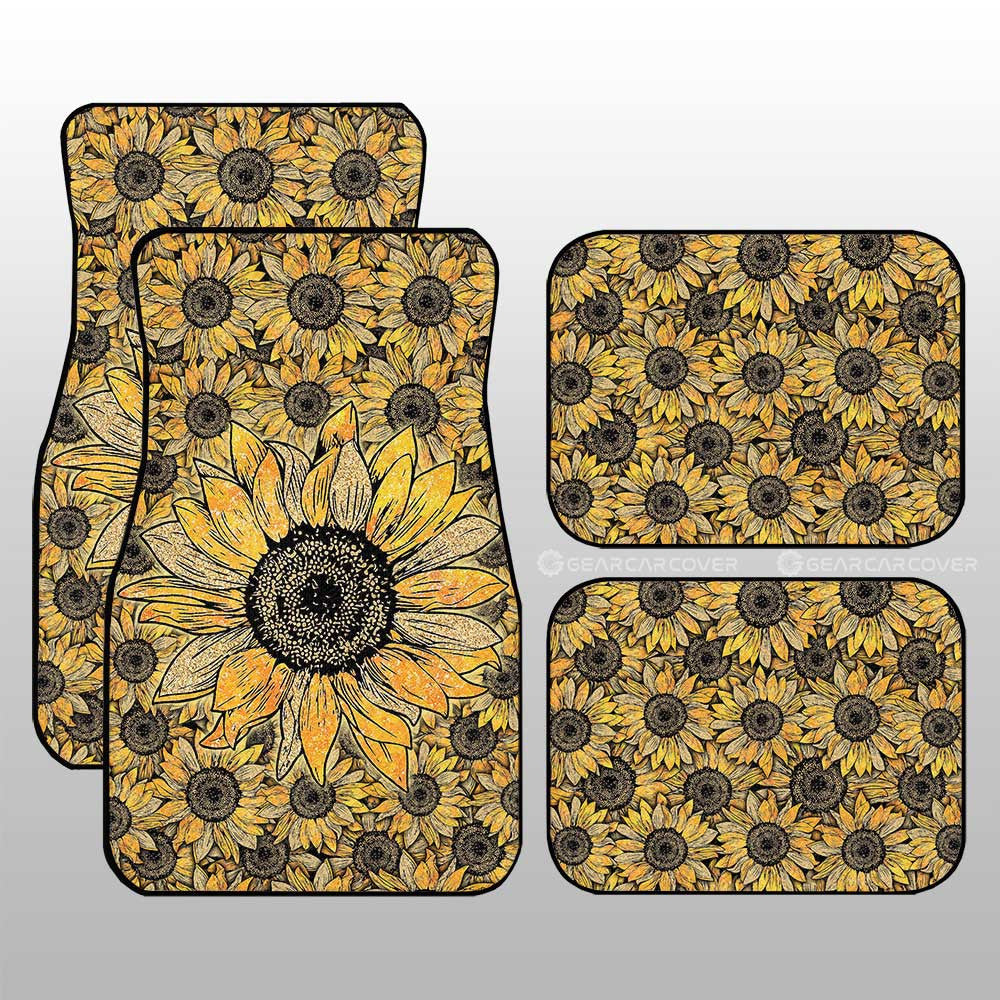 Yellow Sunflower Car Floor Mats Custom Car Accessories - Gearcarcover - 1