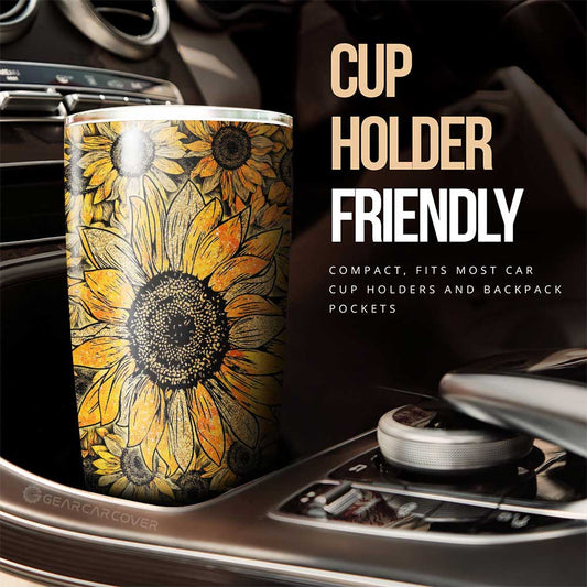 Yellow Sunflower Tumbler Cup Custom Car Accessories - Gearcarcover - 2