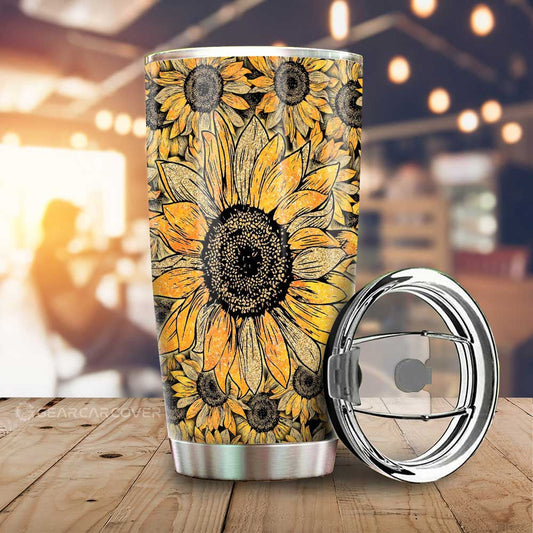 Yellow Sunflower Tumbler Cup Custom Car Accessories - Gearcarcover - 1