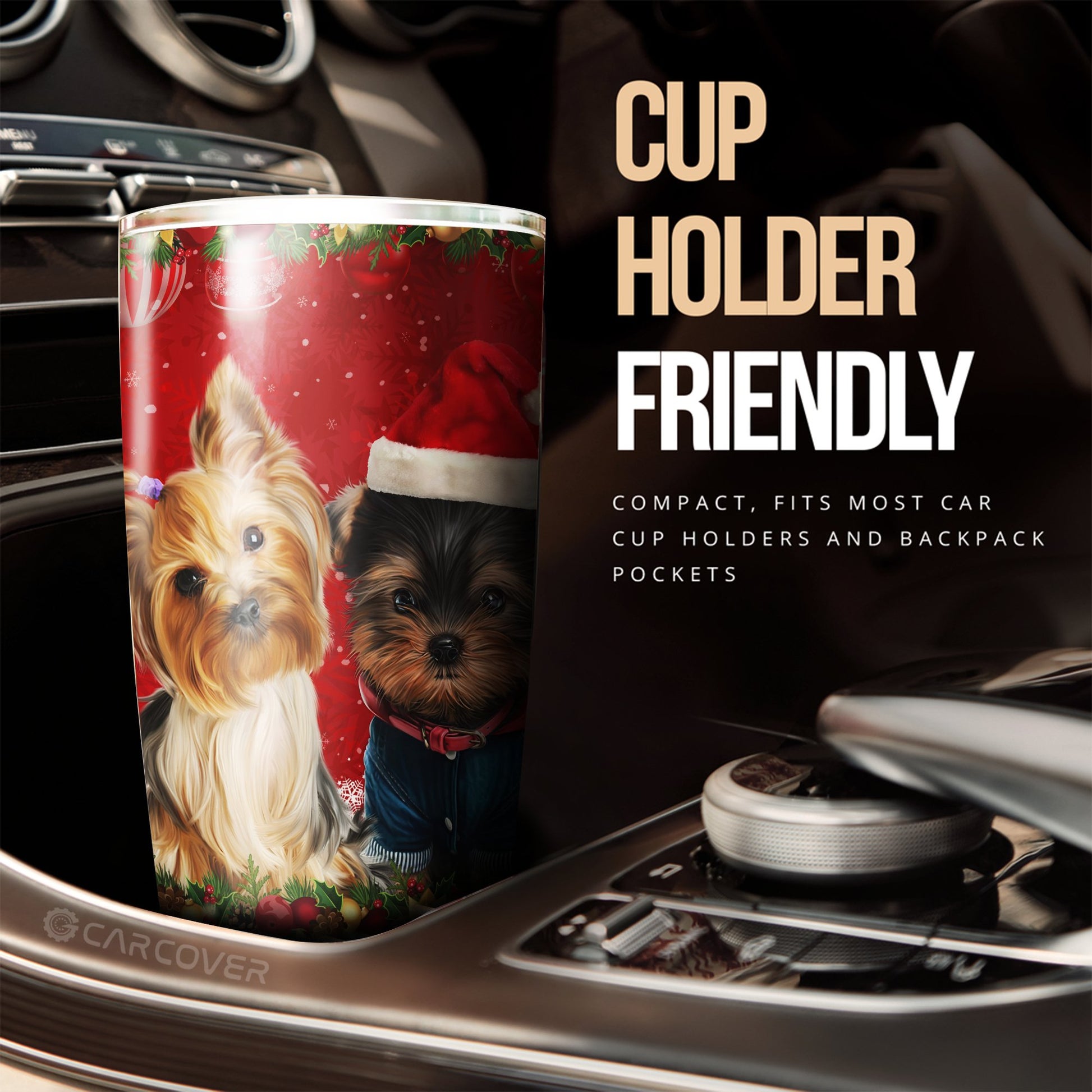 Yorkshire Terriers Dog Tumbler Cup Custom Christmas Car Interior Accessories - Gearcarcover - 3