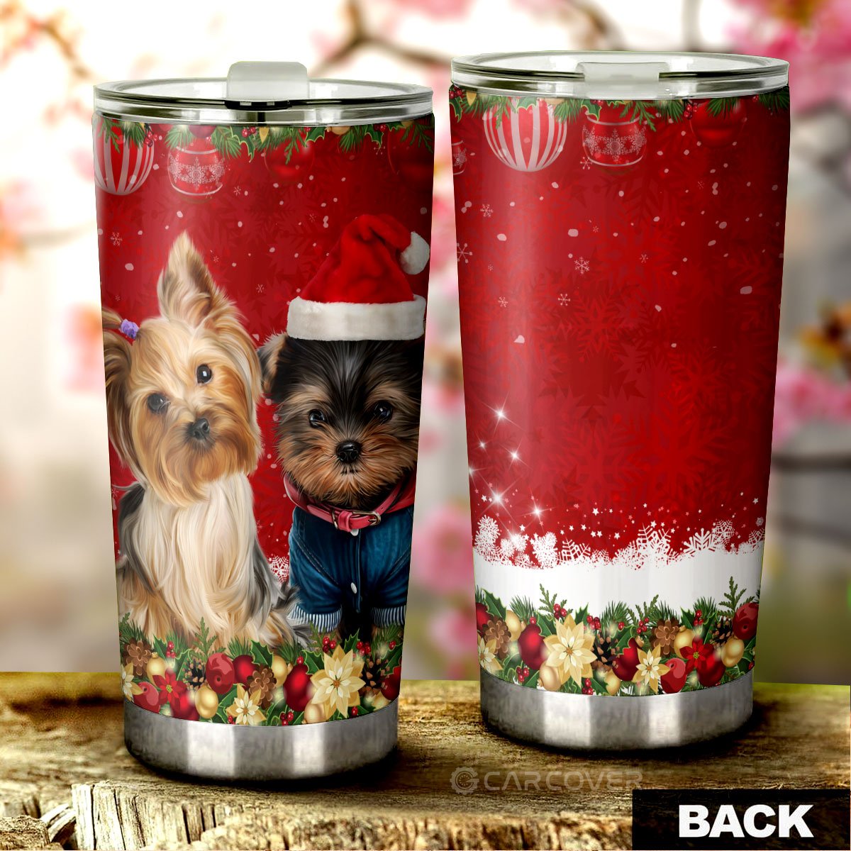 Yorkshire Terriers Dog Tumbler Cup Custom Christmas Car Interior Accessories - Gearcarcover - 4