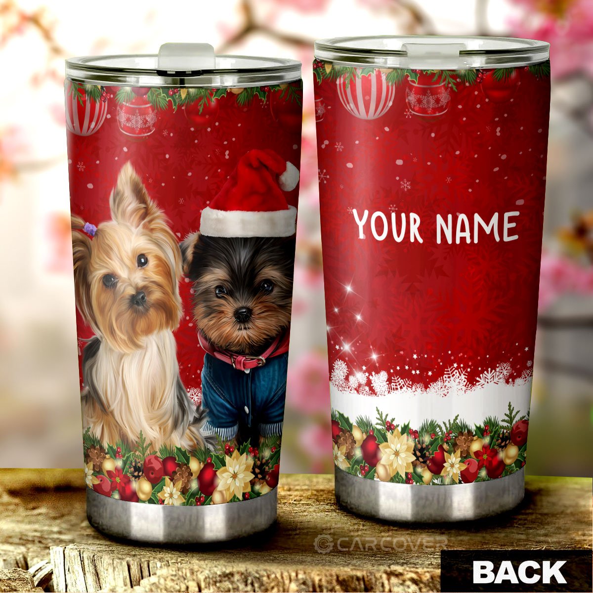 Yorkshire Terriers Dog Tumbler Cup Custom Christmas Car Interior Accessories - Gearcarcover - 1