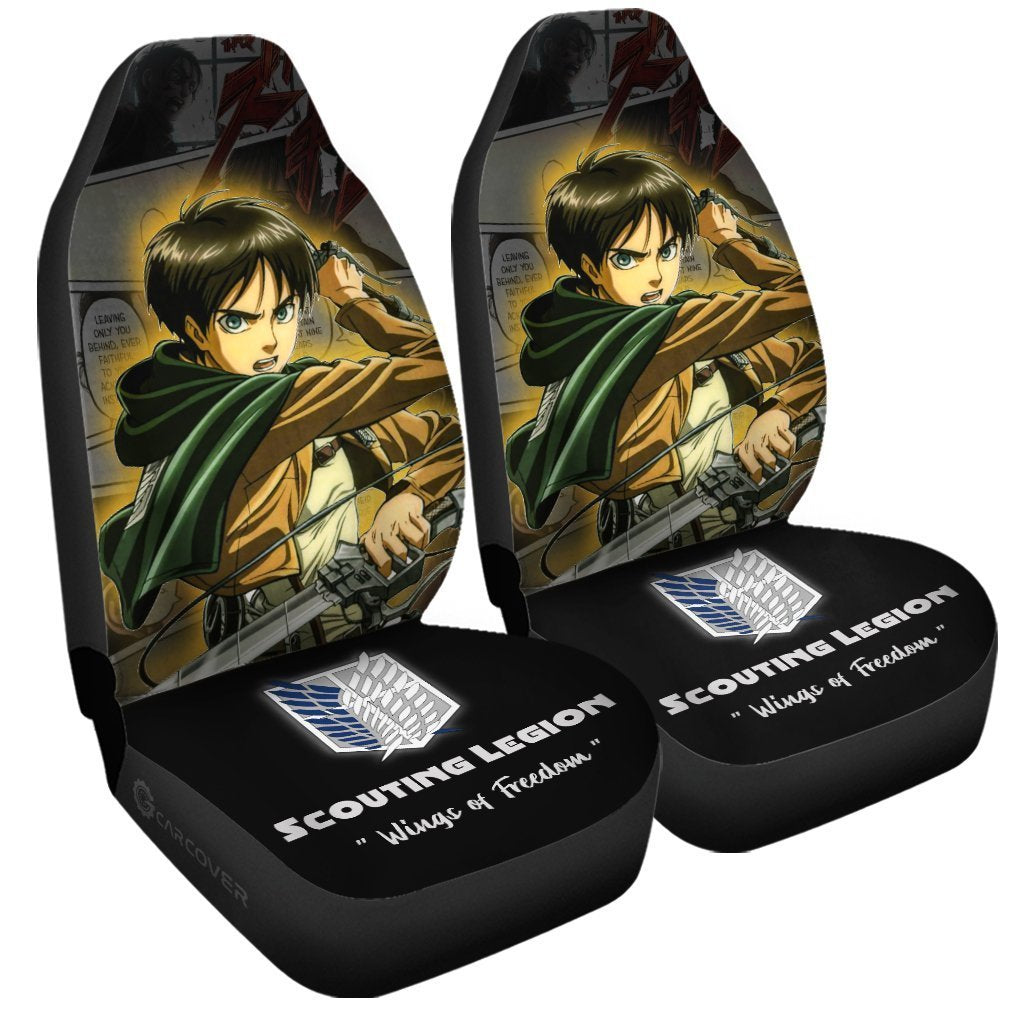 Young Eren Car Seat Covers Custom Anime Attack On Titan Car Interior Accessories - Gearcarcover - 3
