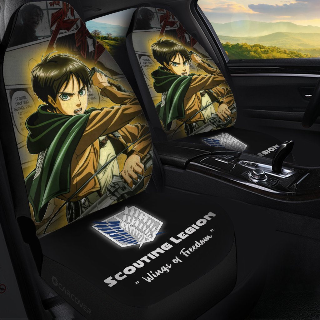 Young Eren Car Seat Covers Custom Anime Attack On Titan Car Interior Accessories - Gearcarcover - 1