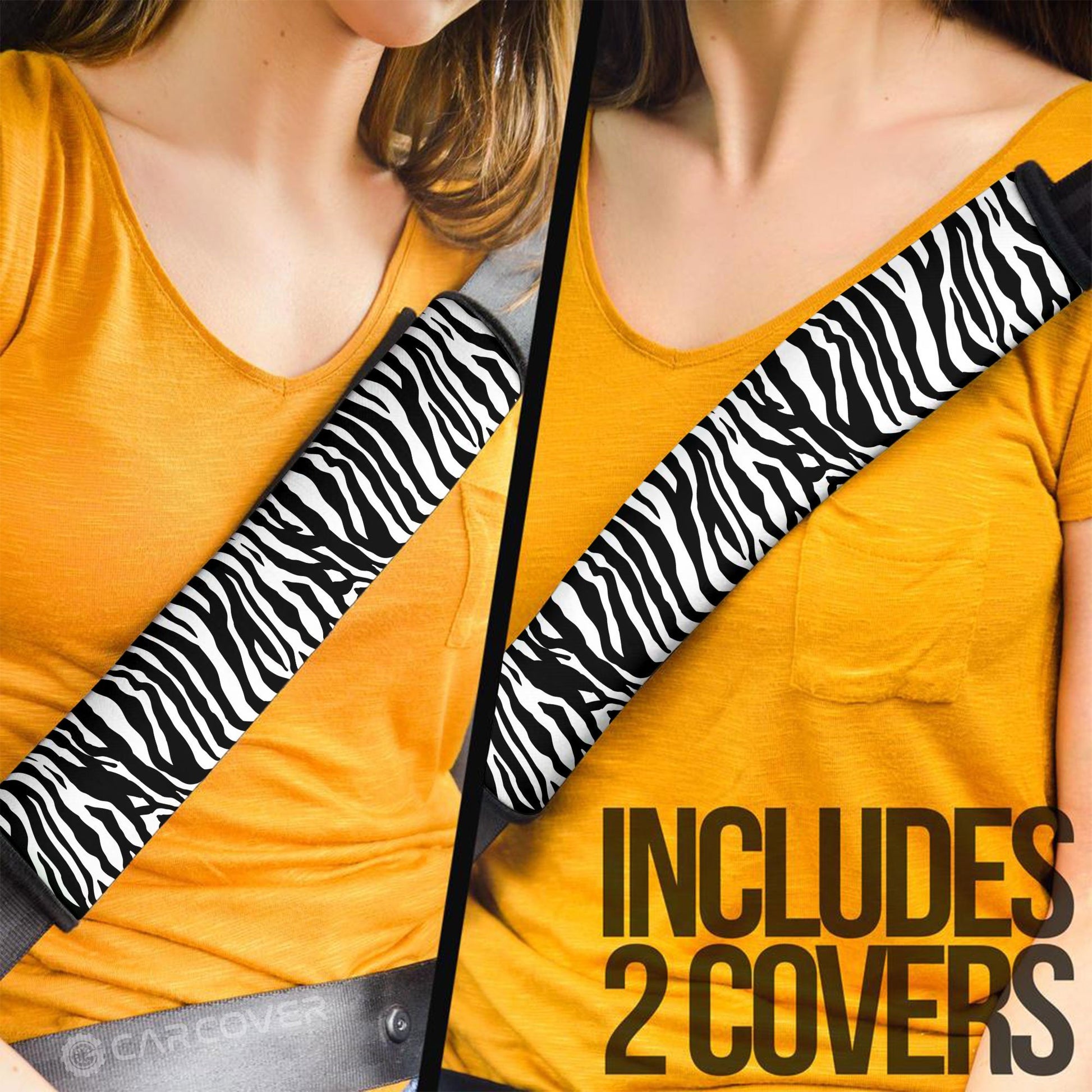 Zebra Seat Belt Covers Custom Animal Skin Printed Car Interior Accessories - Gearcarcover - 2