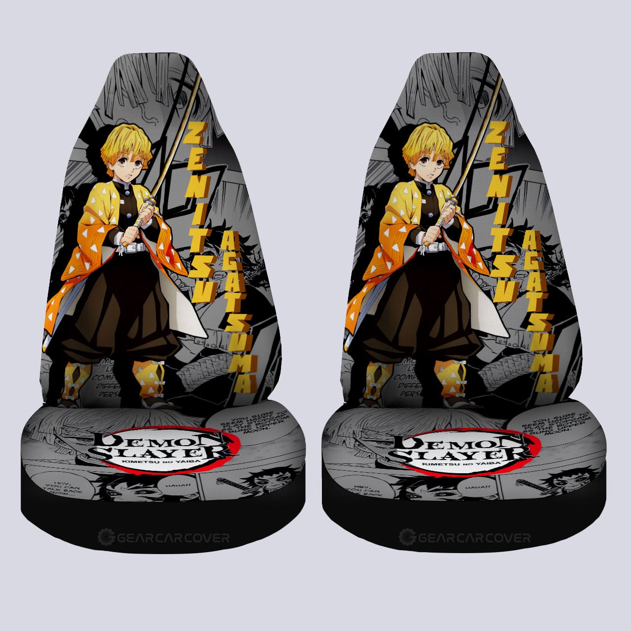 Zenitsu Agatsuma Car Seat Covers Custom Demon Slayer Anime Mix Mangas - Gearcarcover - 4