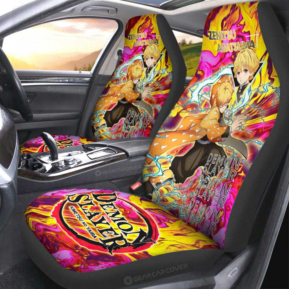 Zenitsu Agatsuma Car Seat Covers Custom Demon Slayer Car Accessories For Fans - Gearcarcover - 2