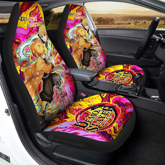 Zenitsu Agatsuma Car Seat Covers Custom Demon Slayer Car Accessories For Fans - Gearcarcover - 1