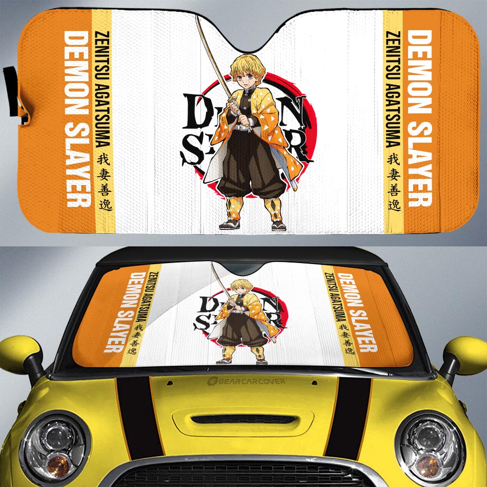 Zenitsu Agatsuma Car Sunshade Custom Demon Slayer Car Accessories For Anime Fans - Gearcarcover - 1