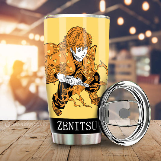 Zenitsu Agatsuma Tumbler Cup Custom Demon Slayer Car Accessories Manga Style - Gearcarcover - 2