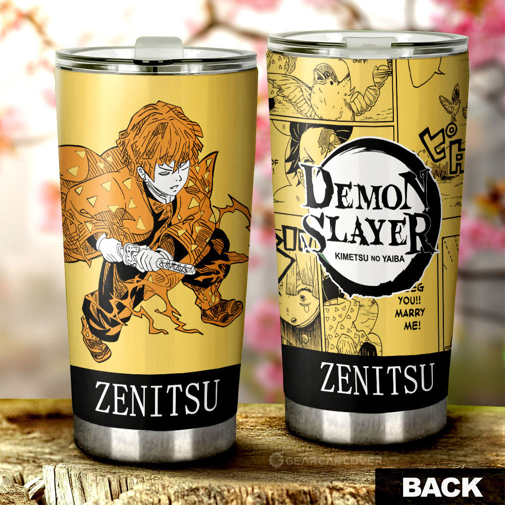 Zenitsu Agatsuma Tumbler Cup Custom Demon Slayer Car Accessories Manga Style - Gearcarcover - 1