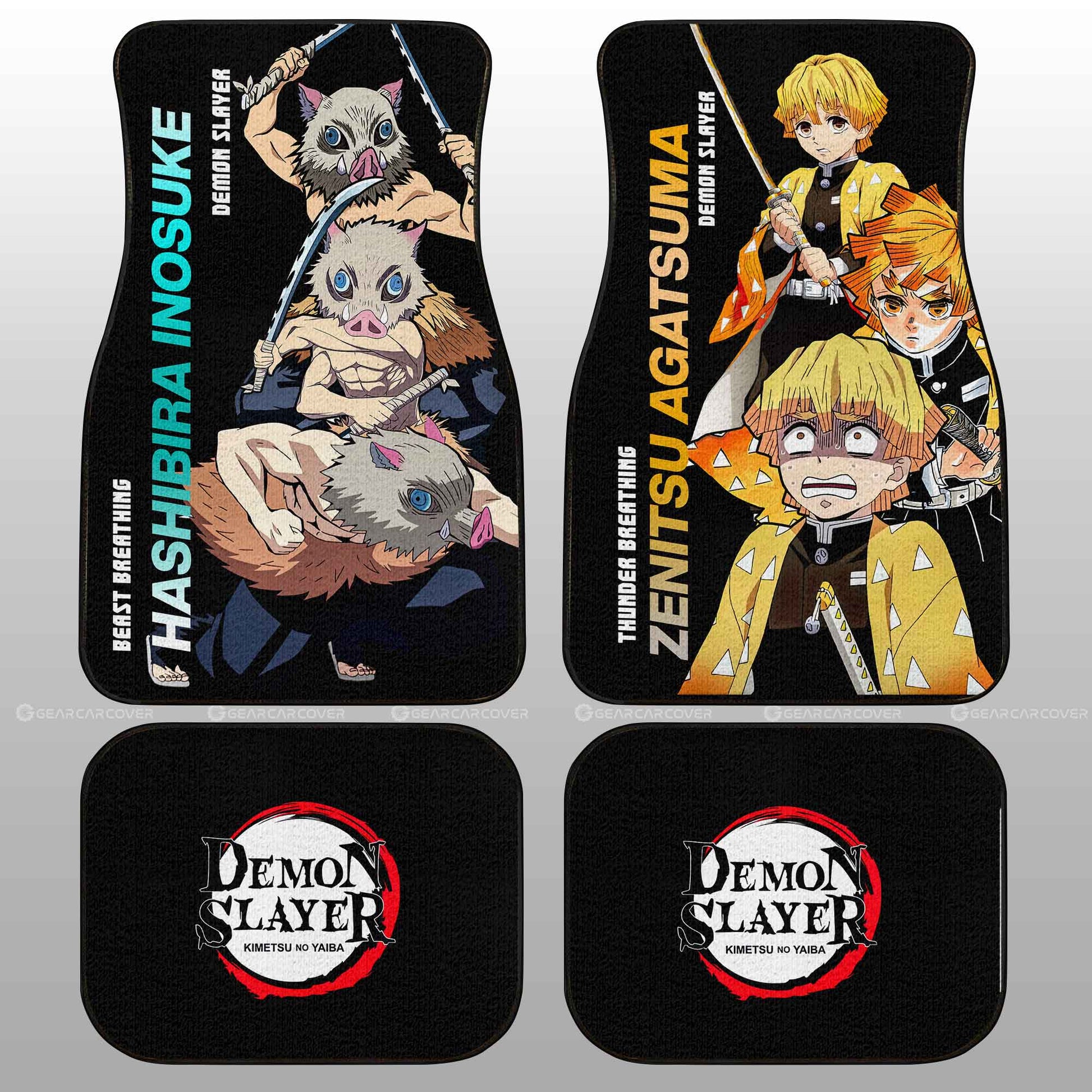 Zenitsu And Inosuke Car Floor Mats Custom Demon Slayer Anime - Gearcarcover - 1