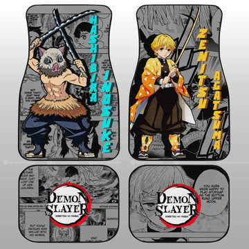 Zenitsu And Inosuke Car Floor Mats Custom Demon Slayer Anime Mix Mangas - Gearcarcover - 1