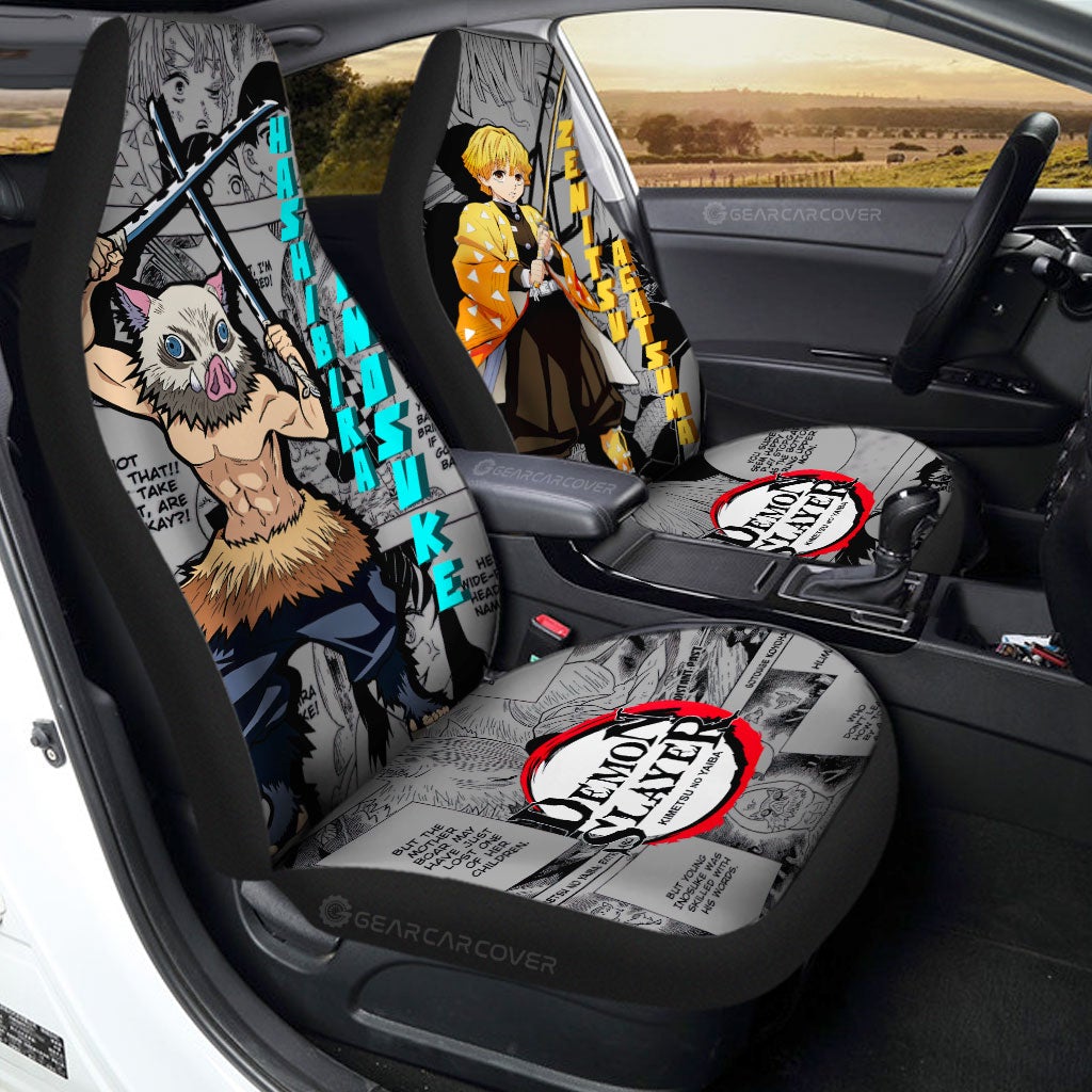 Zenitsu And Inosuke Car Seat Covers Custom Demon Slayer Anime Mix Mangas - Gearcarcover - 1