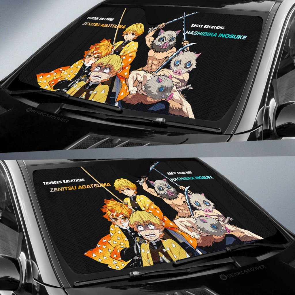 Zenitsu And Inosuke Car Sunshade Custom Demon Slayer Anime - Gearcarcover - 2