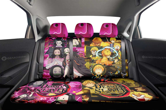 Zenitsu And Nezuko Car Back Seat Cover Custom Demon Slayer Anime - Gearcarcover - 2