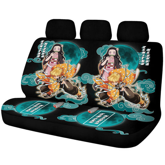 Zenitsu And Nezuko Car Back Seat Covers Custom Demon Slayer For Anime Fans - Gearcarcover - 1