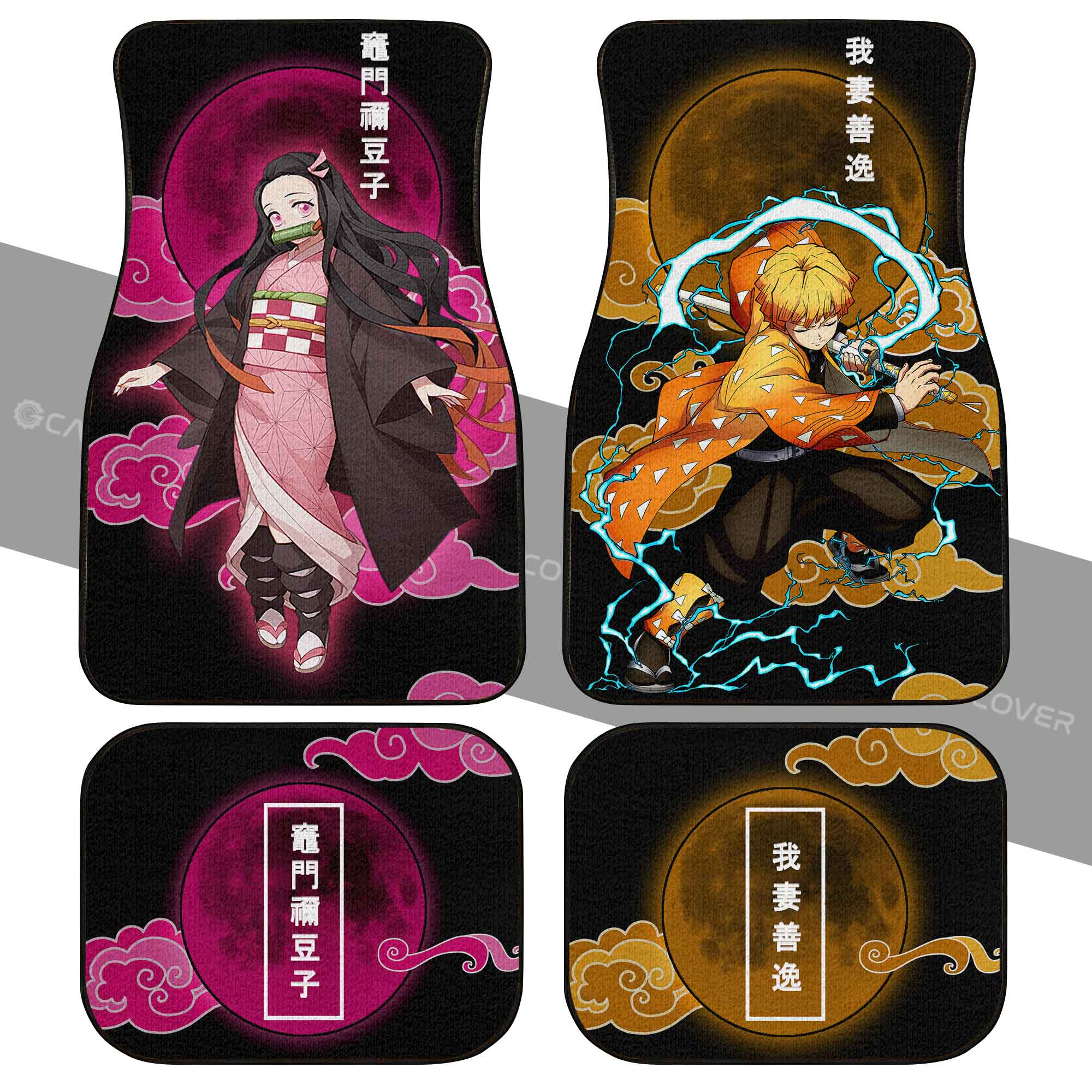 Zenitsu And Nezuko Car Floor Mats Custom Anime Demon Slayer Car Accessories - Gearcarcover - 1