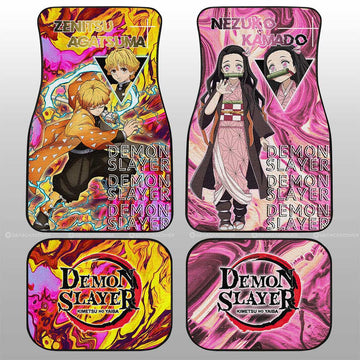 Zenitsu And Nezuko Car Floor Mats Custom Demon Slayer Anime Car Accessories - Gearcarcover - 1