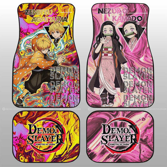 Zenitsu And Nezuko Car Floor Mats Custom Demon Slayer Anime Car Accessories - Gearcarcover - 1